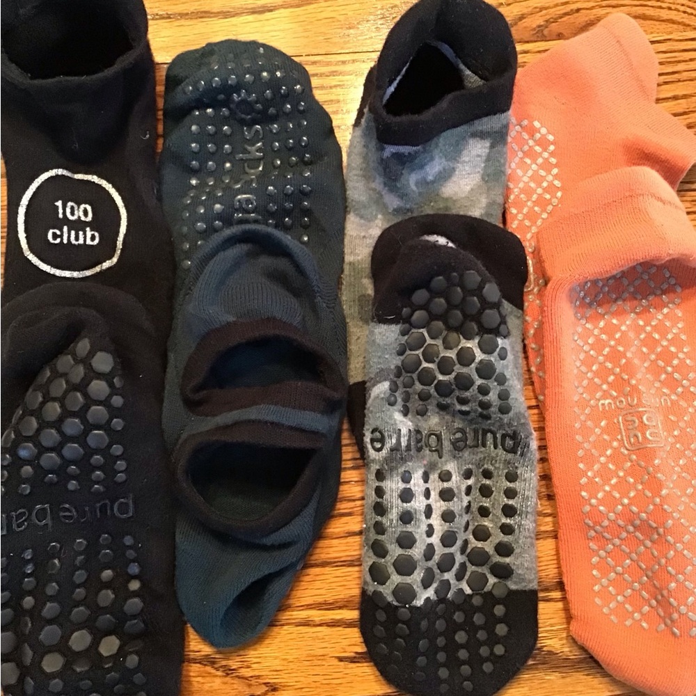 Pure Barre Grip Socks - Black, Blue, Orange